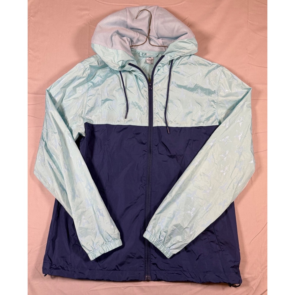 Jeffree Star Cosmetics Windbreaker Jacket Mint Green Navy Star Print Womens Med